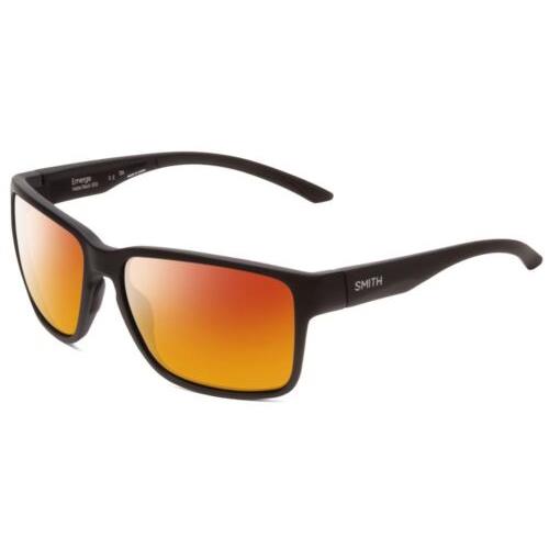 Smith Optics Emerge Unisex Designer Square Polarized Sunglasses Matte Black 60mm Red Mirror Polar