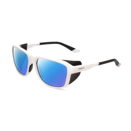 Smith Optics Embark Unisex Wrap Designer Polarized Sunglasses White 58 mm 4 Opt Blue Mirror Polar