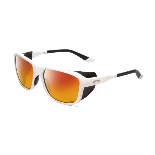 Smith Optics Embark Unisex Wrap Designer Polarized Sunglasses White 58 mm 4 Opt Red Mirror Polar