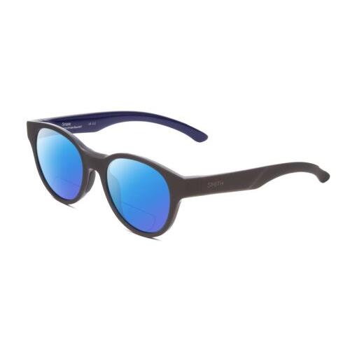 Smith Optic Snare Unisex Round Polarized Bifocal Sunglasses Smoke Grey Blue 51mm Blue Mirror