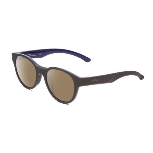 Smith Optic Snare Unisex Round Polarized Bifocal Sunglasses Smoke Grey Blue 51mm Brown