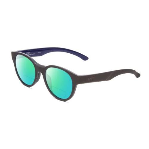 Smith Optic Snare Unisex Round Polarized Bifocal Sunglasses Smoke Grey Blue 51mm Green Mirror
