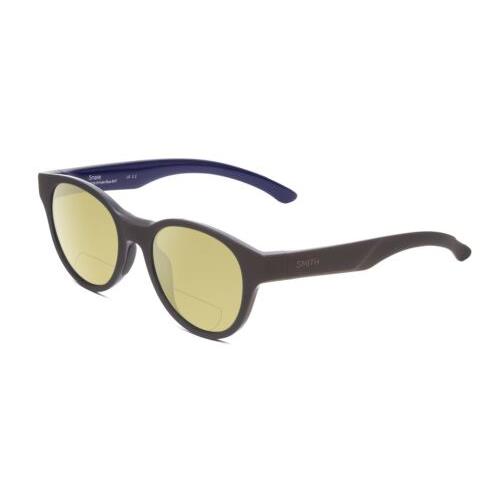 Smith Optic Snare Unisex Round Polarized Bifocal Sunglasses Smoke Grey Blue 51mm Yellow