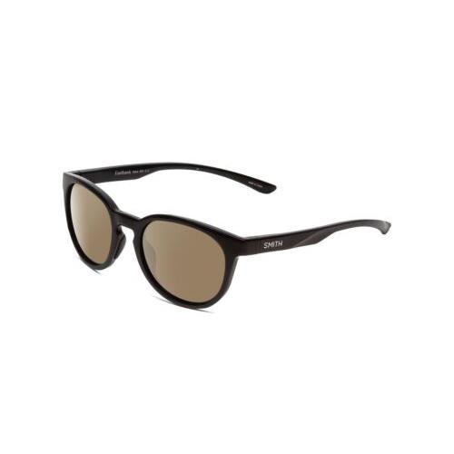Smith Optic Eastbank Unisex Round Designer Polarized Sunglasses Gloss Black 52mm Amber Brown Polar