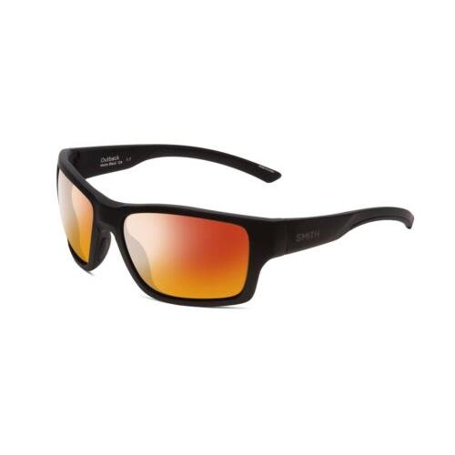 Smith Optic Outback Unisex Square Designer Polarized Sunglasses Matte Black 59mm Red Mirror Polar