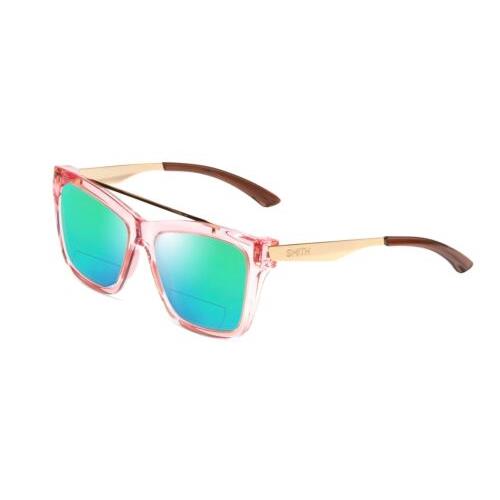 Smith Optic Runaround Cateye Polarized Bifocal Sunglasses Pink Crystal Gold 55mm Green Mirror