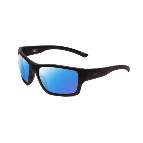 Smith Optic Outback Unisex Designer Square Polarized Sunglasses Matte Black 59mm Blue Mirror Polar