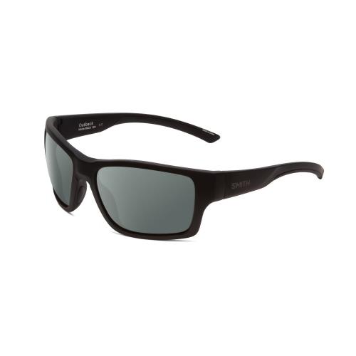 Smith Optic Outback Unisex Designer Square Polarized Sunglasses Matte Black 59mm Smoke Grey Polar