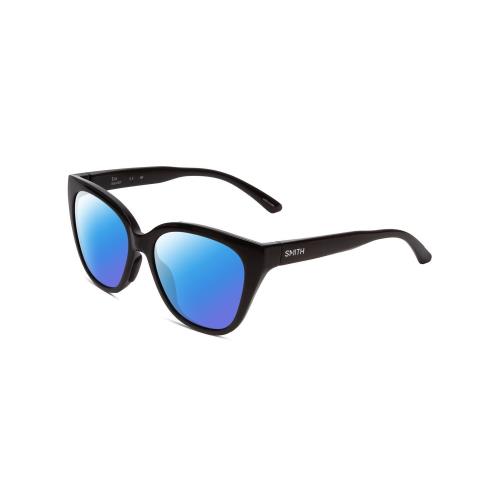 Smith Optics Era Ladies Cateye Polarized Sunglasses in Gloss Black 55mm 4 Option Blue Mirror Polar