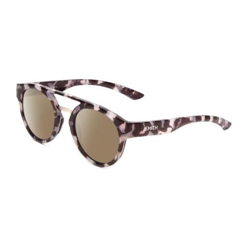 Smith Optic Range Womens Round Polarized Sunglasses in Grey Tortoise Havana 50mm Amber Brown Polar