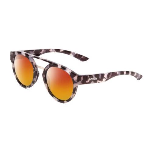 Smith Optic Range Womens Round Polarized Sunglasses in Grey Tortoise Havana 50mm Red Mirror Polar