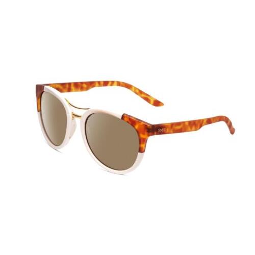 Smith Optic Bridgetown Women Round Polarized Sunglasses White Tortoise Gold 54mm