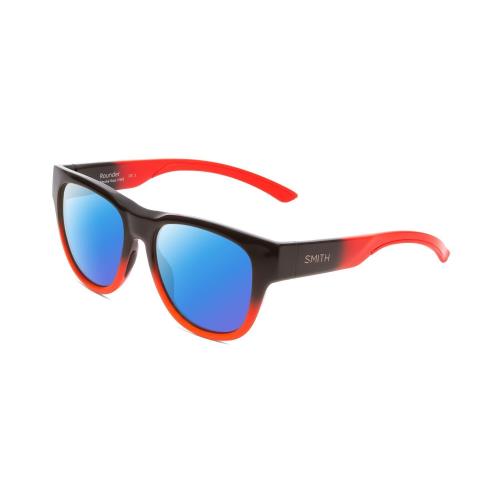 Smith Optics Rounder Unisex Polarized Sunglasses Dark Grey Carbon Black Red 51mm Blue Mirror Polar