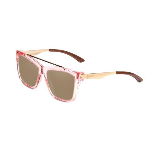 Smith Optics Runaround Womens Cateye Polarized Sunglasses Pink Crystal Gold 55mm Amber Brown Polar