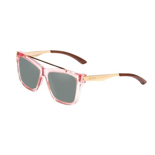 Smith Optics Runaround Womens Cateye Polarized Sunglasses Pink Crystal Gold 55mm Smoke Grey Polar