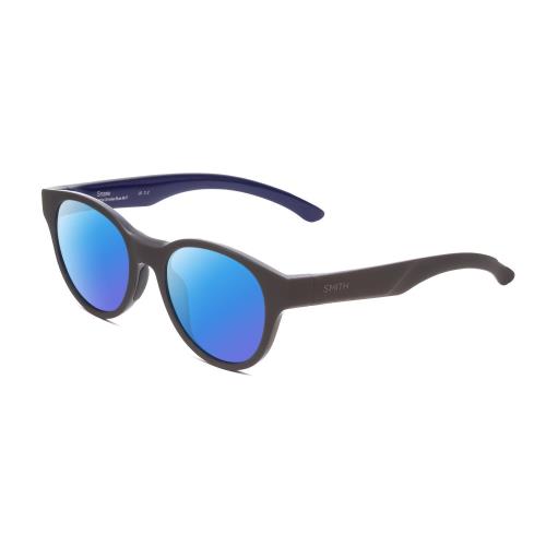 Smith Optics Snare Unisex Round Polarized Sunglasses Matte Smoke Grey Blue 51 mm Blue Mirror Polar