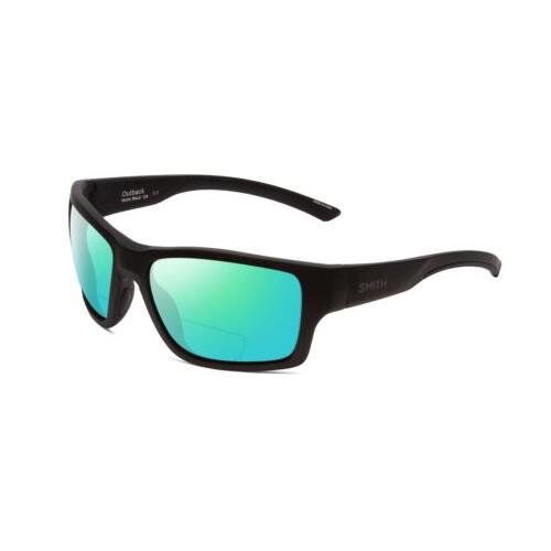 Smith Optics Outback Unisex Designer Polarized Bifocal Sunglasses in Black 59mm Green Mirror
