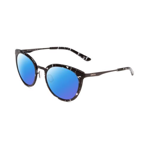 Smith Optics Somerset Women Cateye Polarized Sunglass Black Marble Tortoise 53mm Blue Mirror Polar