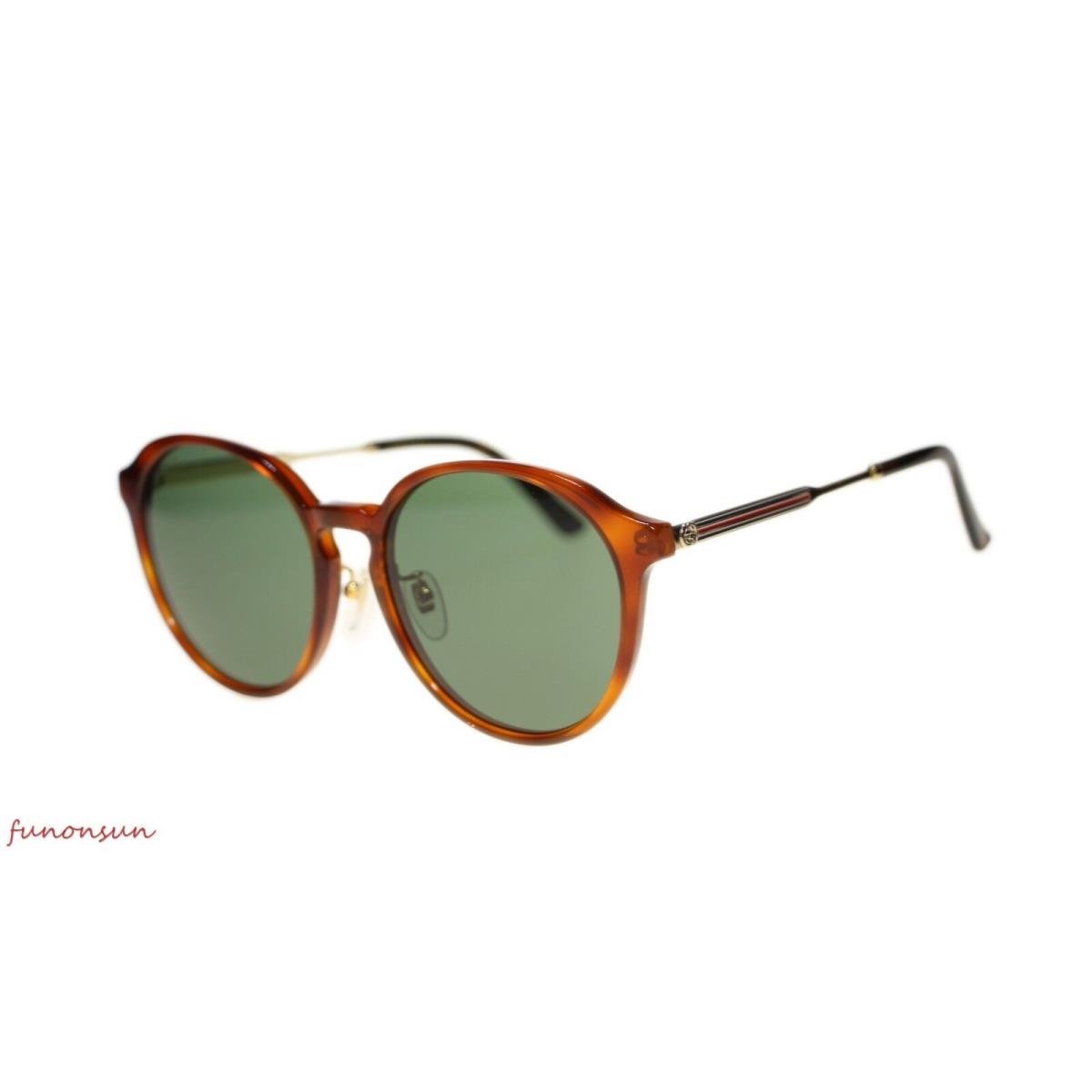 Gucci Unisex Sunglasses GG0205SK 004 Havana Green Lens Round 57mm - Frame: Havana, Lens: Green