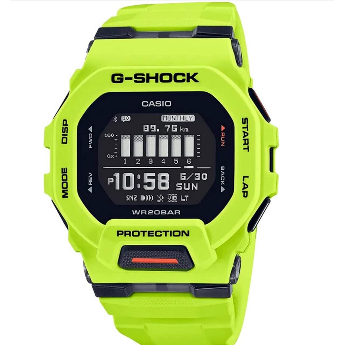 Casio G-shock Yellow Mobile Link Bluetooth Digital Sport Watch GBD200-9 - Blue, Yellow