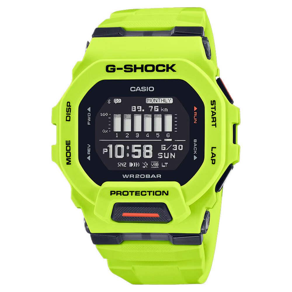 Casio G-shock GBD-200-9 G-squad Bluetooth Yellow Digital Watch - Dial: Black, Band: Yellow, Green