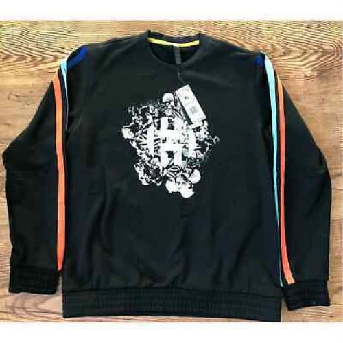 Adidas Men`s Harden Fleece Crew Sweatshirt Black GP8112 Size XL