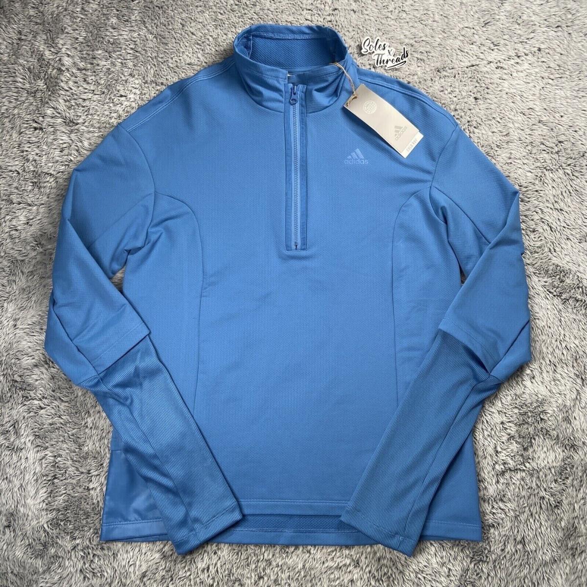 Adidas Cold Ready 1/4 Zip Running Pullover Sweatshirt Blue GT3119 Women Sz L