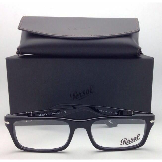 Persol Rx-able Eyeglasses 3050-V 95 53-18 140 Rectangular Black Frame