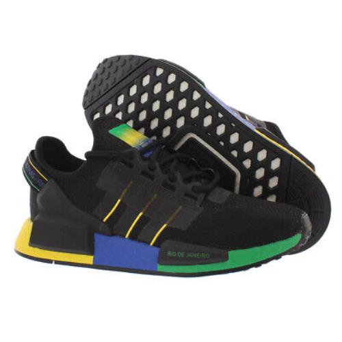 Adidas Nmd_R1.V2 Boys Shoes Size 4 Color: Black/yellow/blue/green