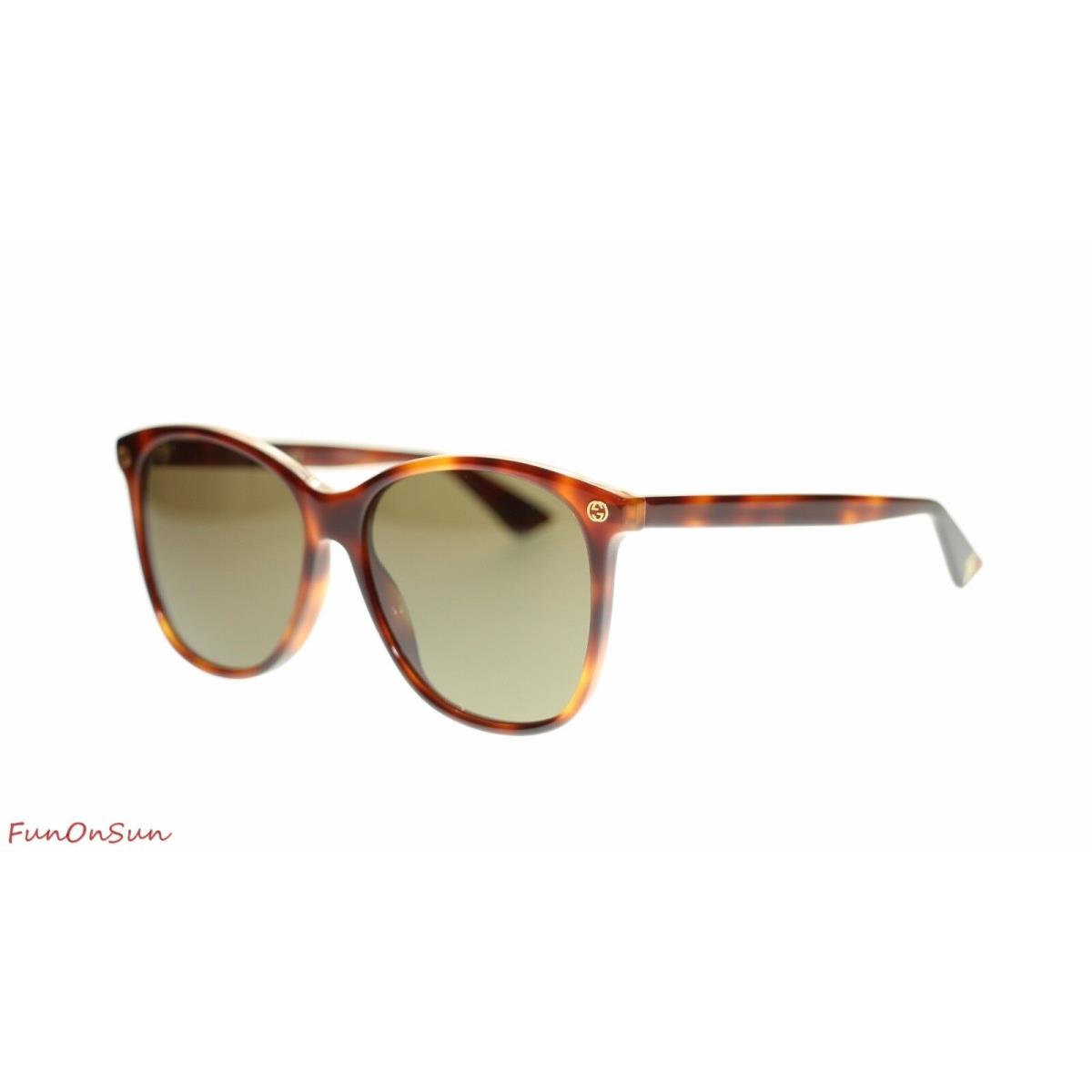 Gucci Women Square Sunglasses GG0024S 002 Havana/brown Lens 58mm