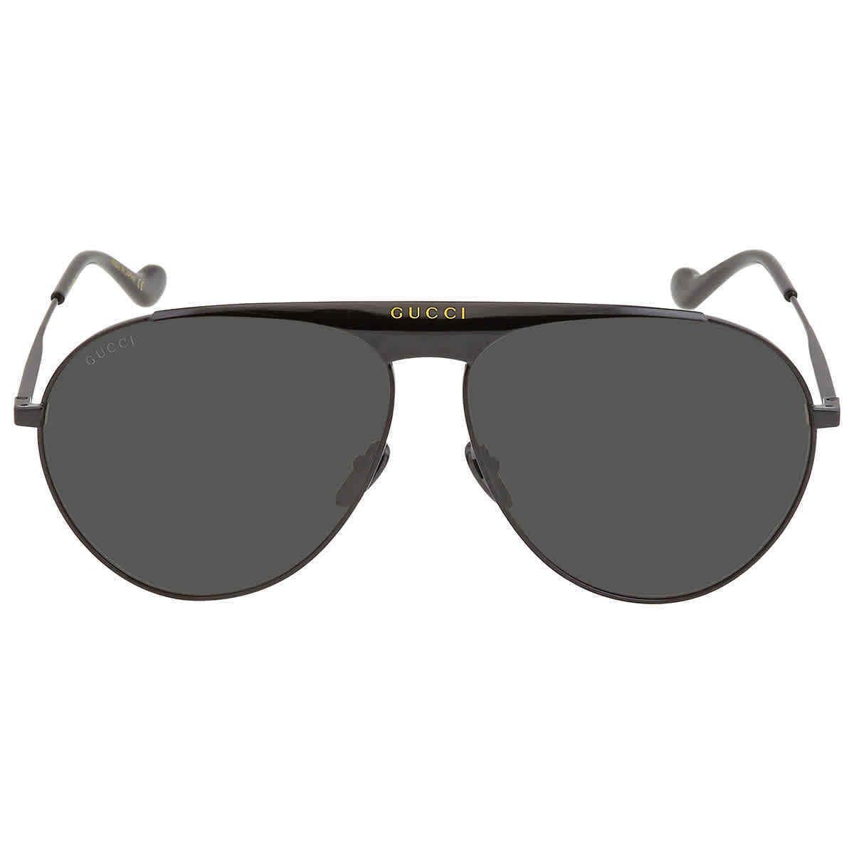 Gucci Grey Pilot Men`s Sunglasses GG0908S 004 65 GG0908S 004 65 - Frame: Black, Lens: Gray