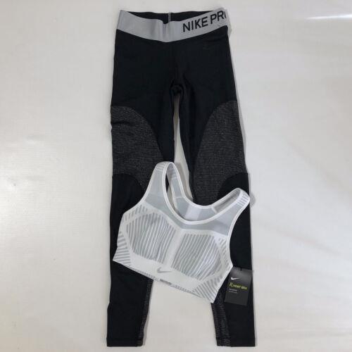 Nike Pro Warm Dri-fit Women s Blacktight Fit/flyknit High Support White Bra XS