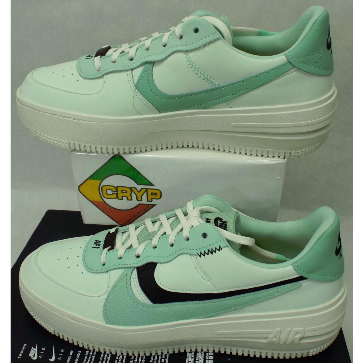 Womens 11.5 Nike Air Force1 AF1 Plt.af.orm Barely Gren Leather Shoes DX3730-300 - Green