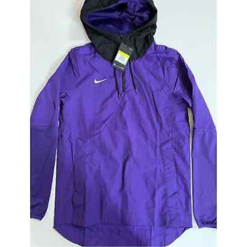 Nike Men`s Purple/black Football 1/4 Zip Hooded Jacket CW3432 545 Size S