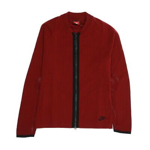 Nike Sportswear Mens Full Zip Tech Knit Bomber Medium Team Red/black