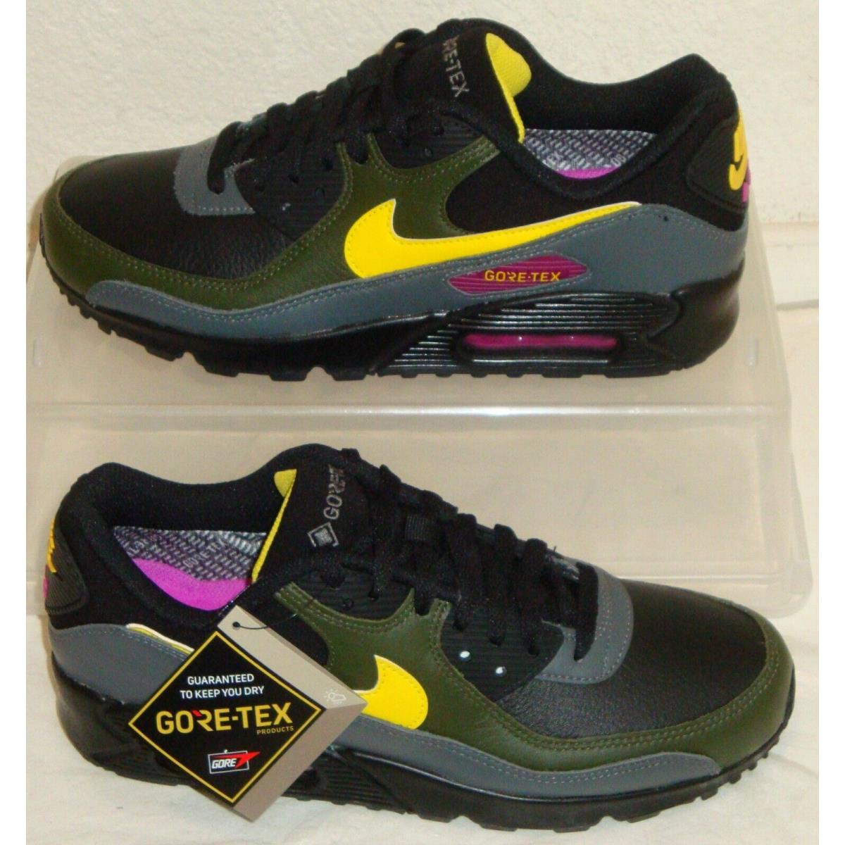 Nike Air Max 90 Gtx Black Yellow Khaki Mens US Size 7 UK 6 Eur 40 DJ9779 001 - 