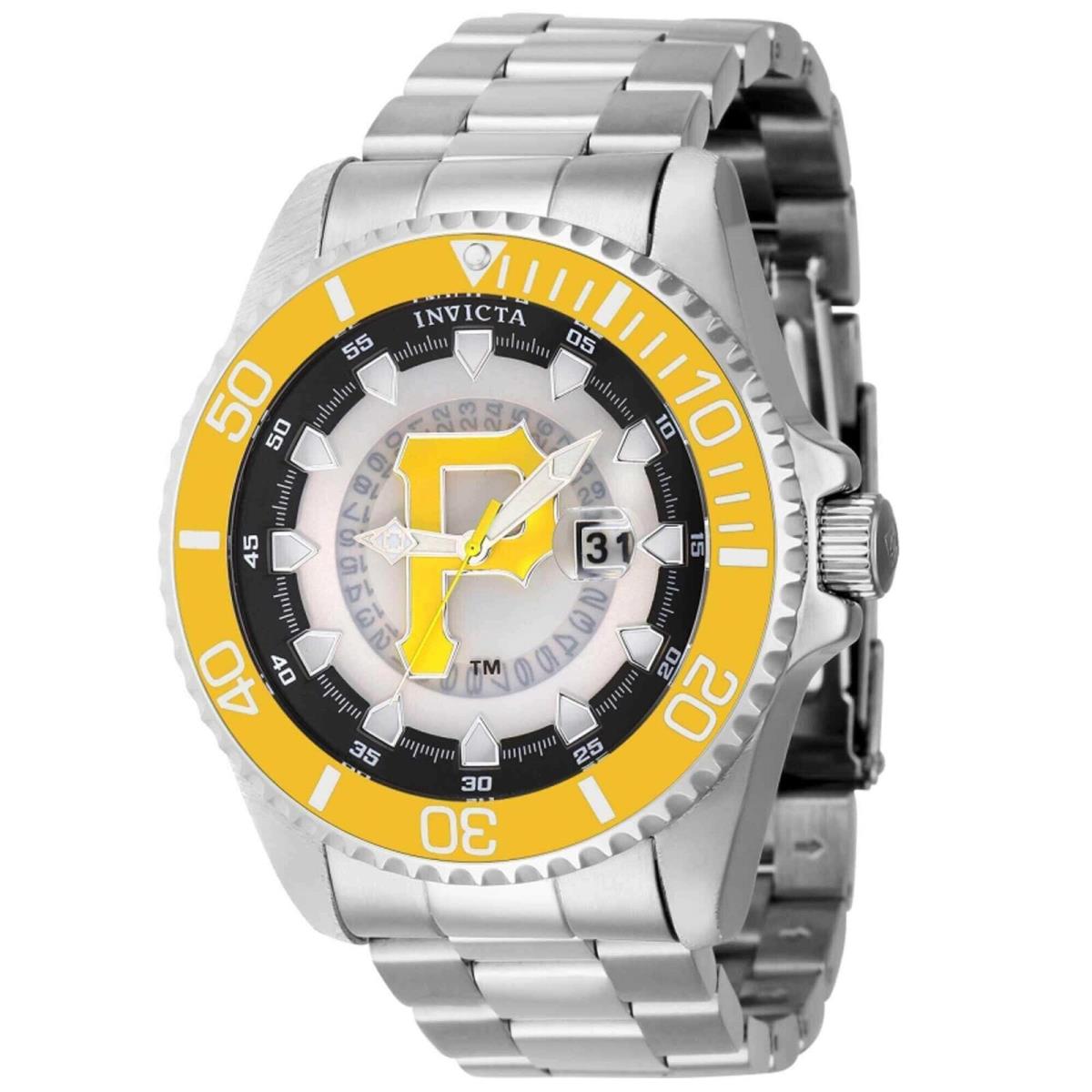 Invicta Men`s Watch Mlb Pittsburgh Pirates Quartz Black and Silver Dial 43475