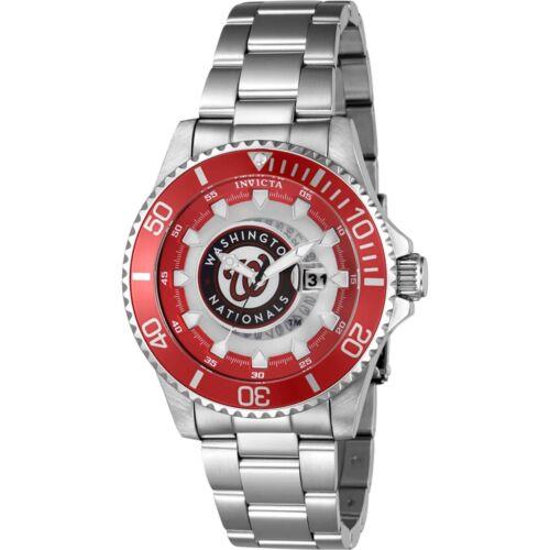 Invicta Men`s Watch Mlb Washington Nationals Date Display Silver Bracelet 43483