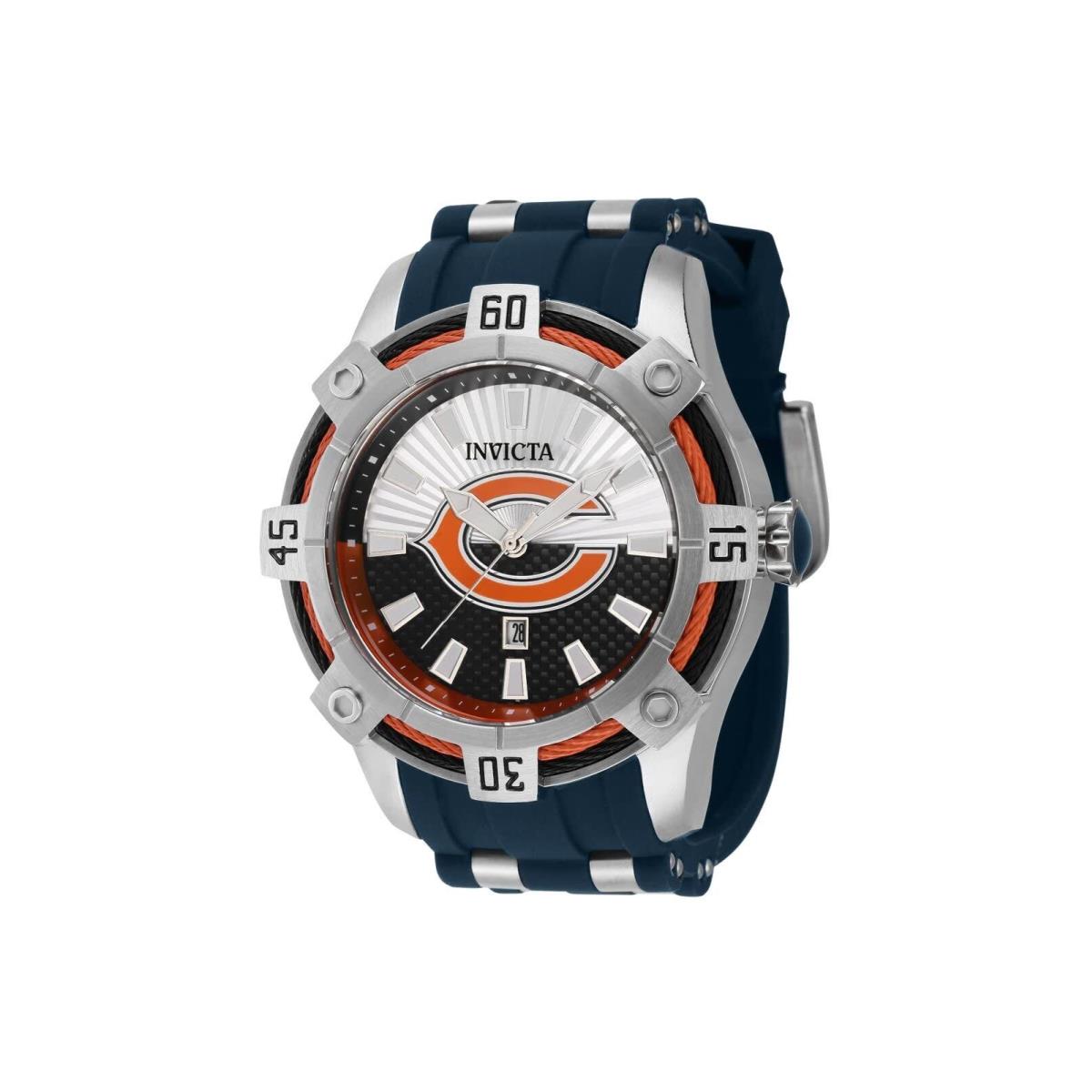 Invicta Men`s 42064 Nfl Chicago Bears Quartz 3 Hand Steel Orange Blue Dial