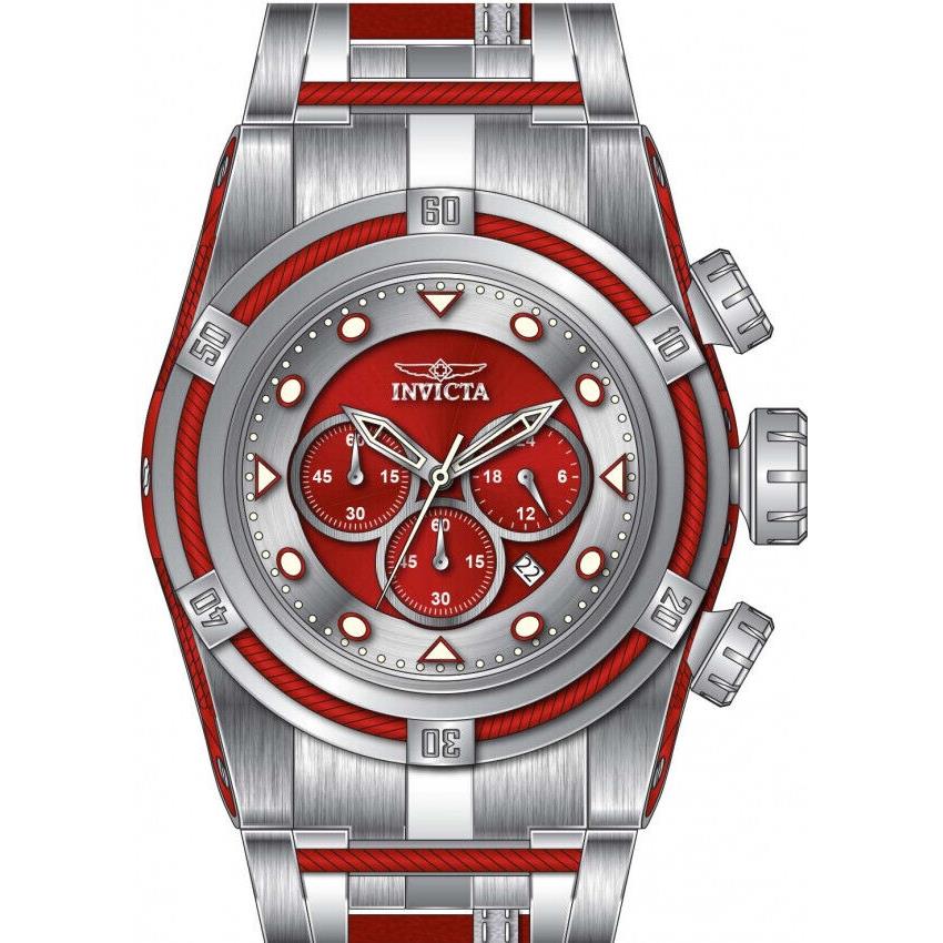 Invicta Men`s Bolt Zeus Watch Chronograph 53MM Case Stainless Steel Red Tone