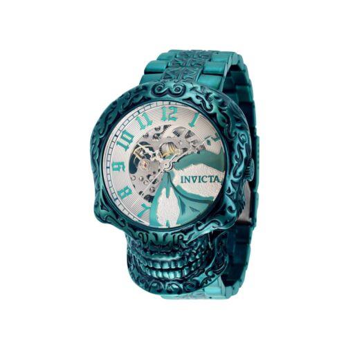 Invicta Men`s Watch Artist Automatic Semi Skeletonized Dial Green Bracelet 40759 - Silver, Green Dial, Green Band