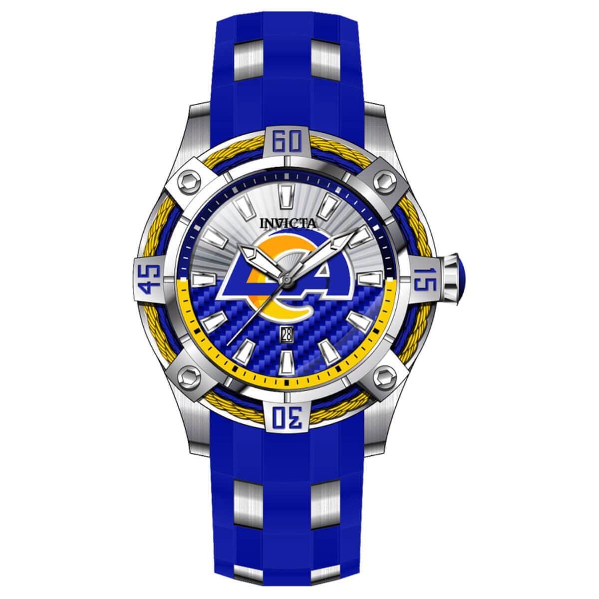 Invicta Men`s Watch Nfl Los Angeles Rams Blue and Silver Tone Strap 43324