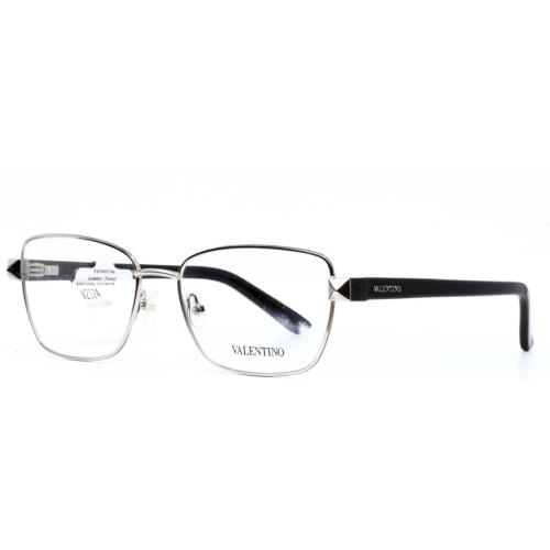 Valentino V2124 045 Silver Black Womens Square Eyeglasses Frames 53-16-135 B:38