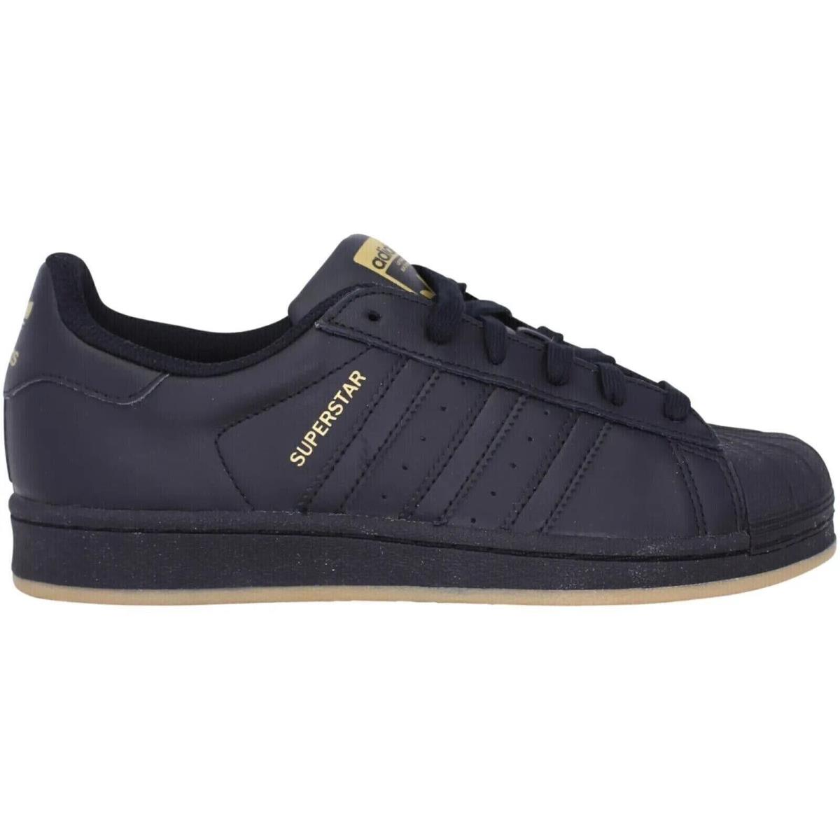 Adidas Superstar BY4358 Men`s Black Gum Leather Running Sneaker Shoes HS4604 - Black