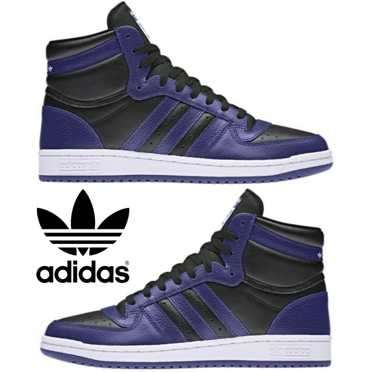 Adidas Originals Top Ten Hi Men`s Sneakers Comfort Casual Shoes Black Royal Blue
