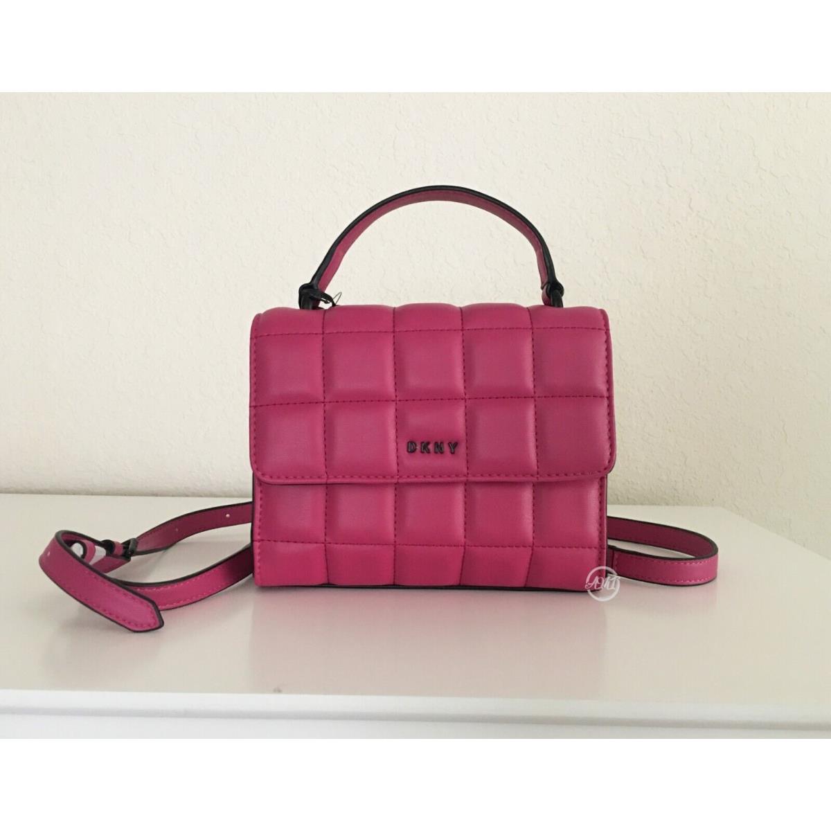 Dkny Queenie Top Handle Crossbody Quilted Chain Handbag Pink