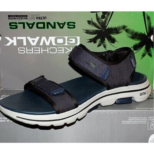 Skechers Blue Gray Men`s Flip Flops Sandal Shoes Size 12