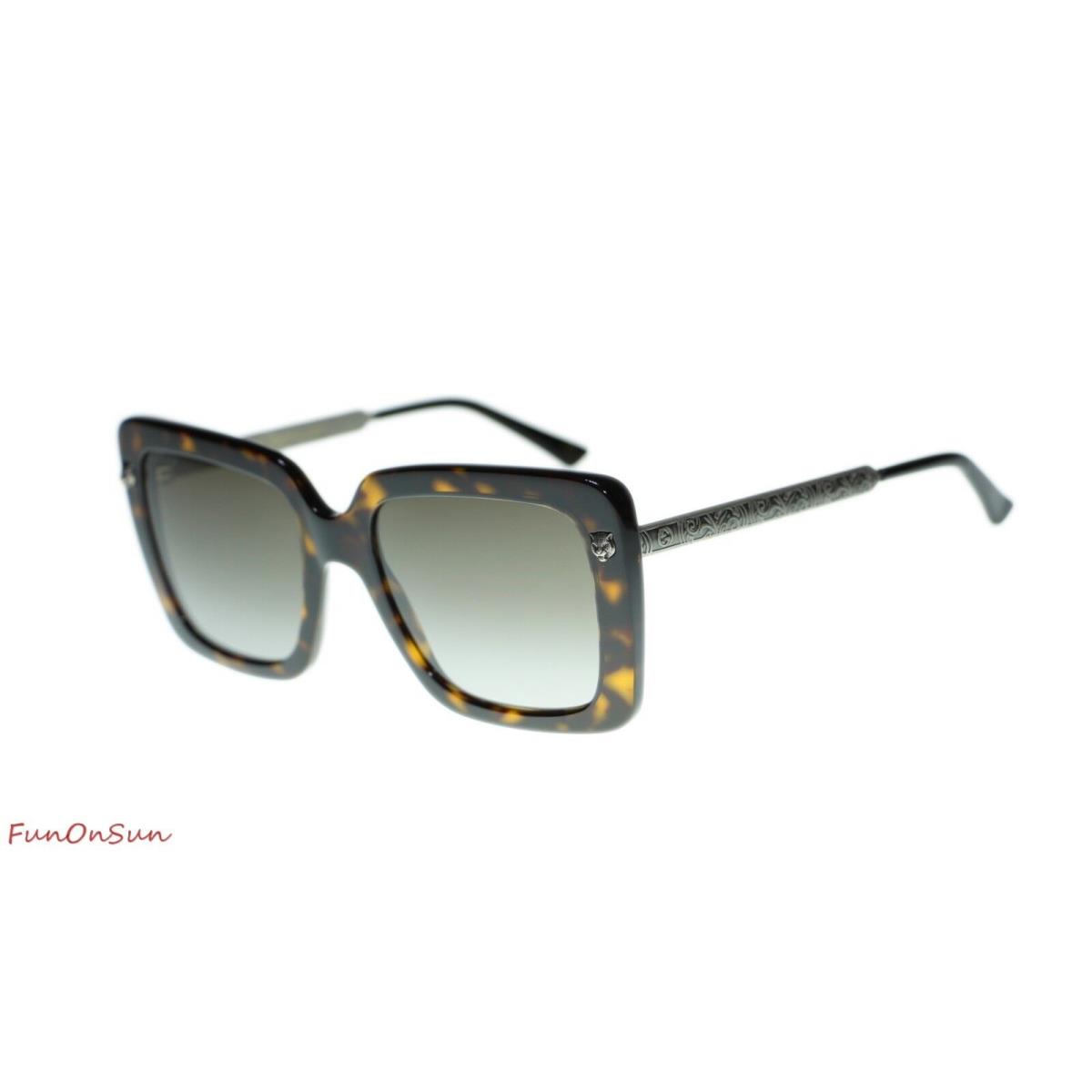 Gucci Women`s Sunglasses GG0216S 002 Havana/brown Gradient Lens Square 53mm