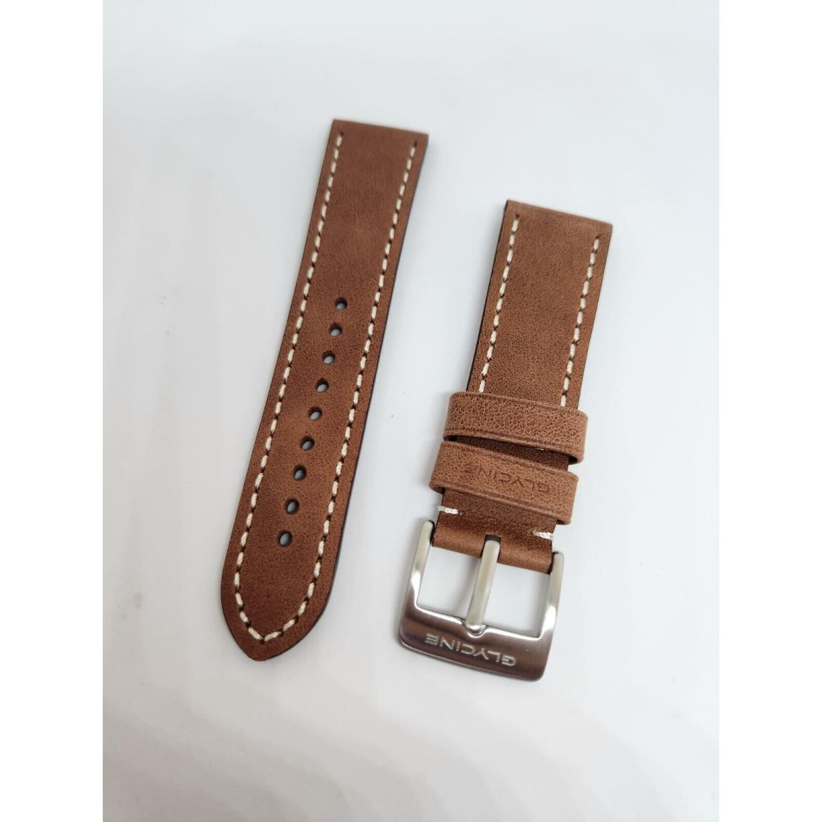 Oem Glycine 24mm Brown Leather Strap Band Bracelet with Steel Buckle