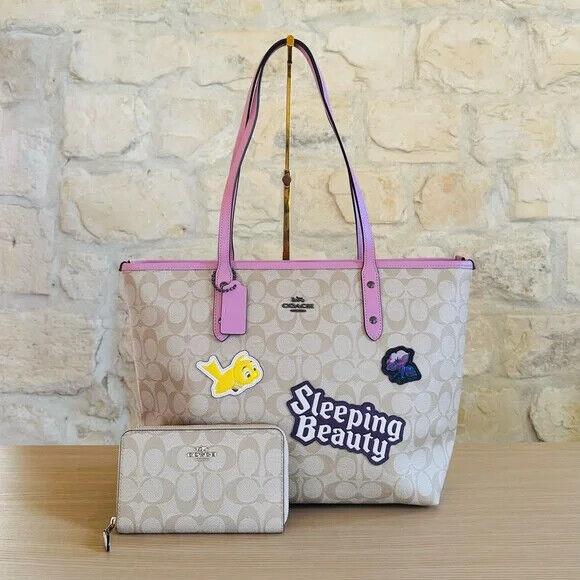 Coach X Disney Sleeping Beauty City Zip Tote Signature Coated Canvas